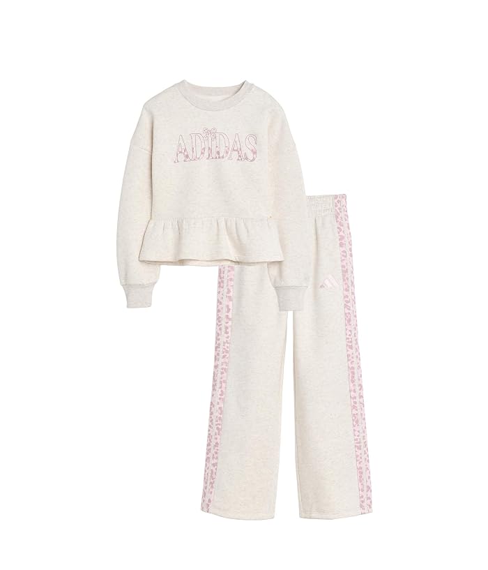 adidas Kids Heather Peplum Waist Pullover Pant Set (toddler/Little Kid) - Image 4