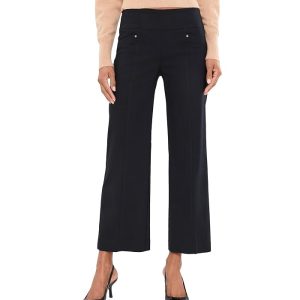 Elliott Lauren Control Stretch Elastic Waist Pull-On Wide Leg Pants with Seam Detail and Grommet Trim