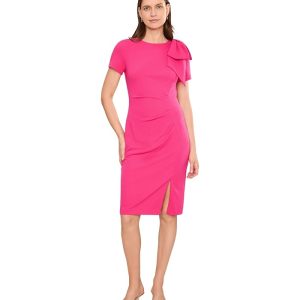 Adrianna Papell Pleated Bow Midi Dress