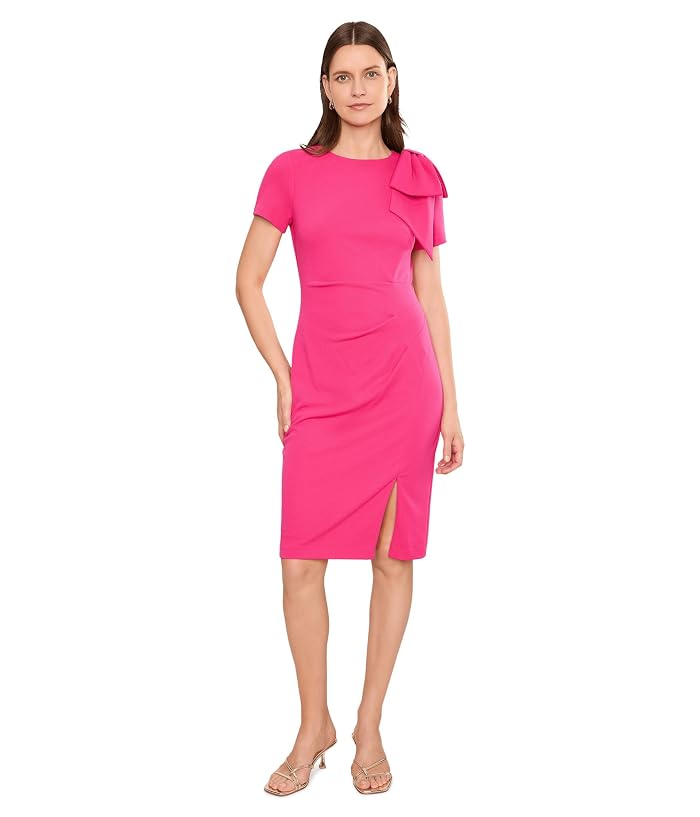 Adrianna Papell Pleated Bow Midi Dress