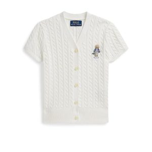 Polo Ralph Lauren Kids Polo Bear Cable Cotton V-Neck Cardigan (Toddler/Little Kid)
