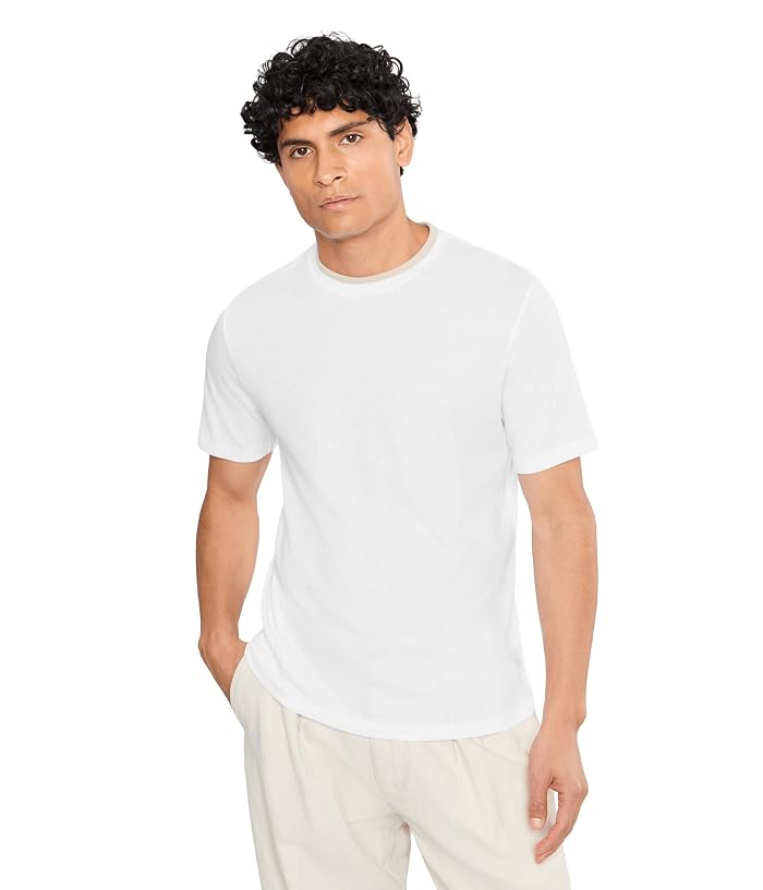 Vince Loose Knit Double Collar Short Sleeve Crew