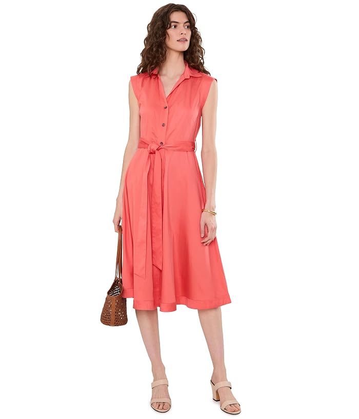 Calvin Klein Short Sleeve Self Tie Cotton Midi A-Line - Image 2