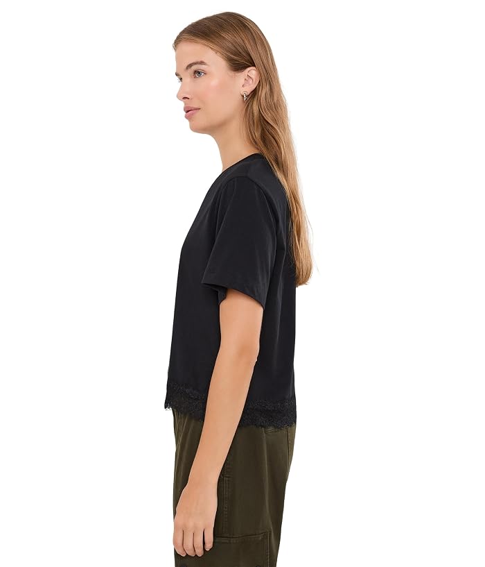 Splendid Lainey Lace Trim Shorts Sleeve Tee - Image 3