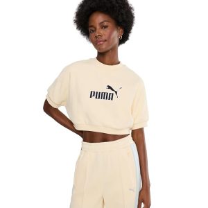 PUMA Essentials Elevated No.1 Logo Relaxed Peach-Touch Short Sleeve Crew Neck