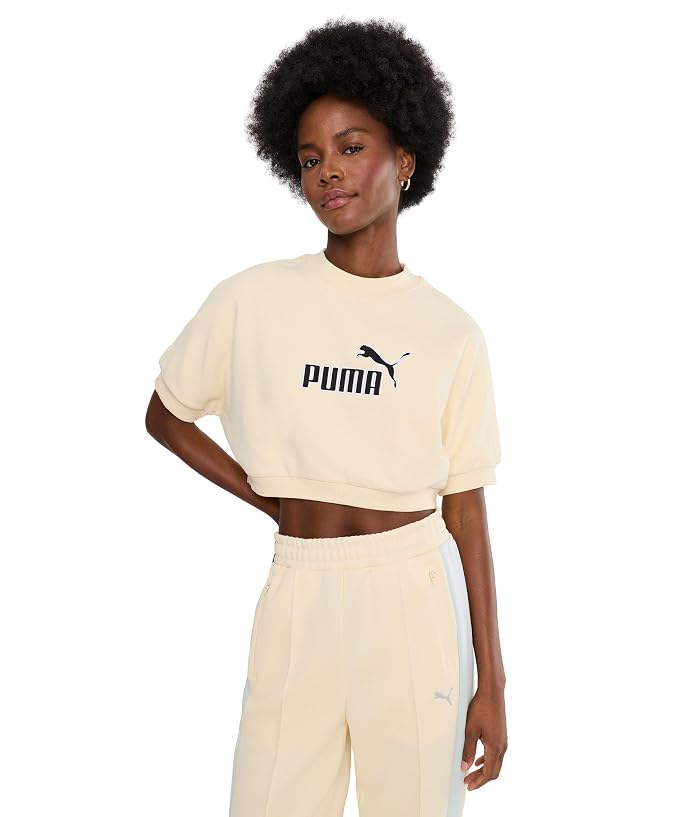 PUMA Essentials Elevated No.1 Logo Relaxed Peach-Touch Short Sleeve Crew Neck