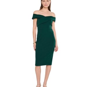 Calvin Klein Cross Pleated Neck Sheath