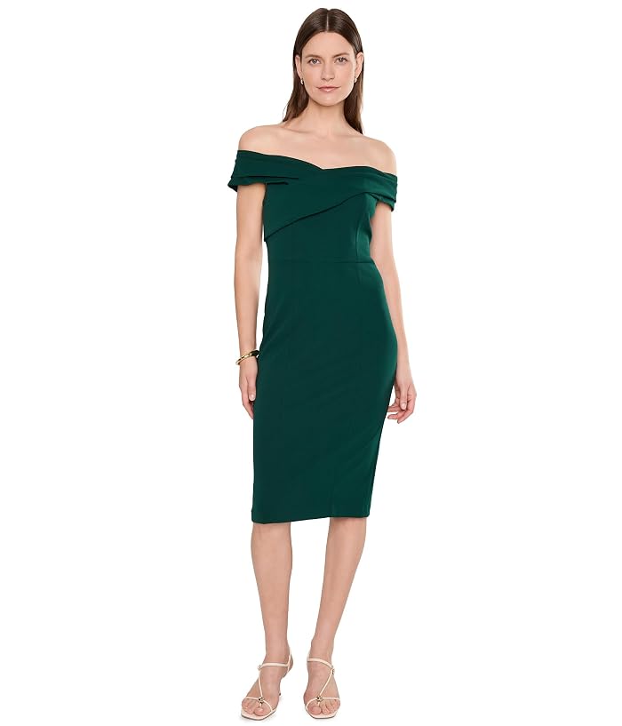 Calvin Klein Cross Pleated Neck Sheath