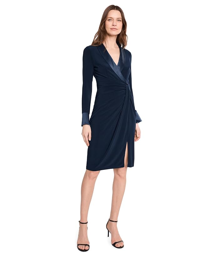 Adrianna Papell Combo Shawl Collar Midi Dress - Image 2