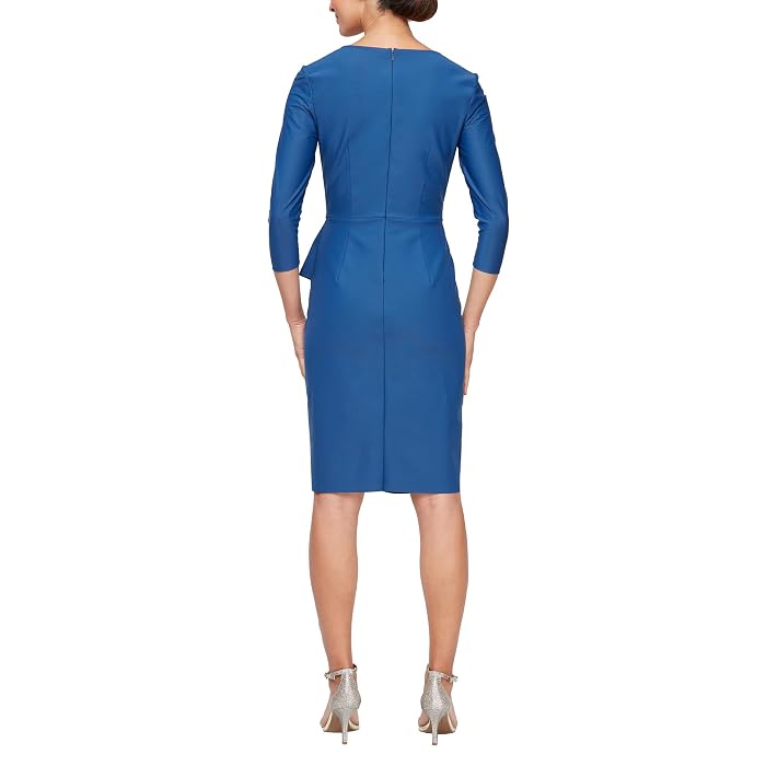 Alex Evenings Short Compression Dress with 3/4 Sleeves and Hip Embellishment - Image 2