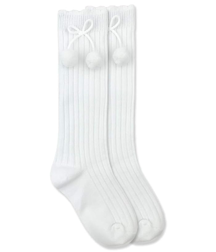 Jefferies Socks Girls Rib Pom Pom Knee High Socks 1 Pair Pack - Image 2