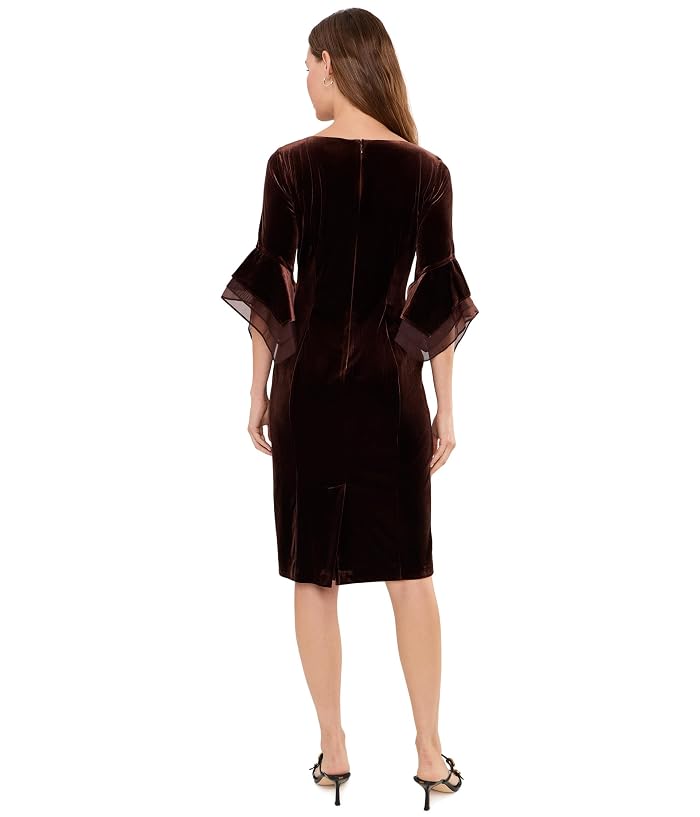 Adrianna Papell Velvet Bell Sleeve Short Dress - Image 4