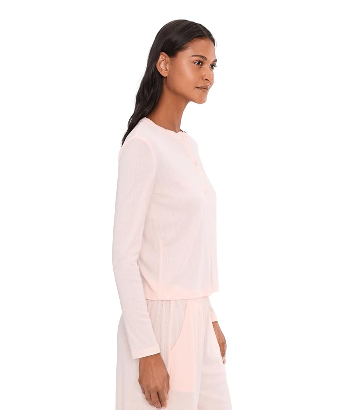 Barefoot Dreams Pointelle Rib Cardi with Scallop Trim - Image 3