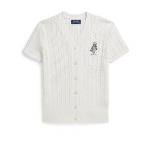 Polo Ralph Lauren Kids Polo Bear Cable Cotton V-Neck Cardigan (Big Kid)