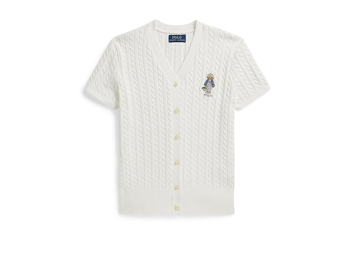 Polo Ralph Lauren Kids Polo Bear Cable Cotton V-Neck Cardigan (Big Kid)