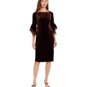 Adrianna Papell Velvet Bell Sleeve Short Dress