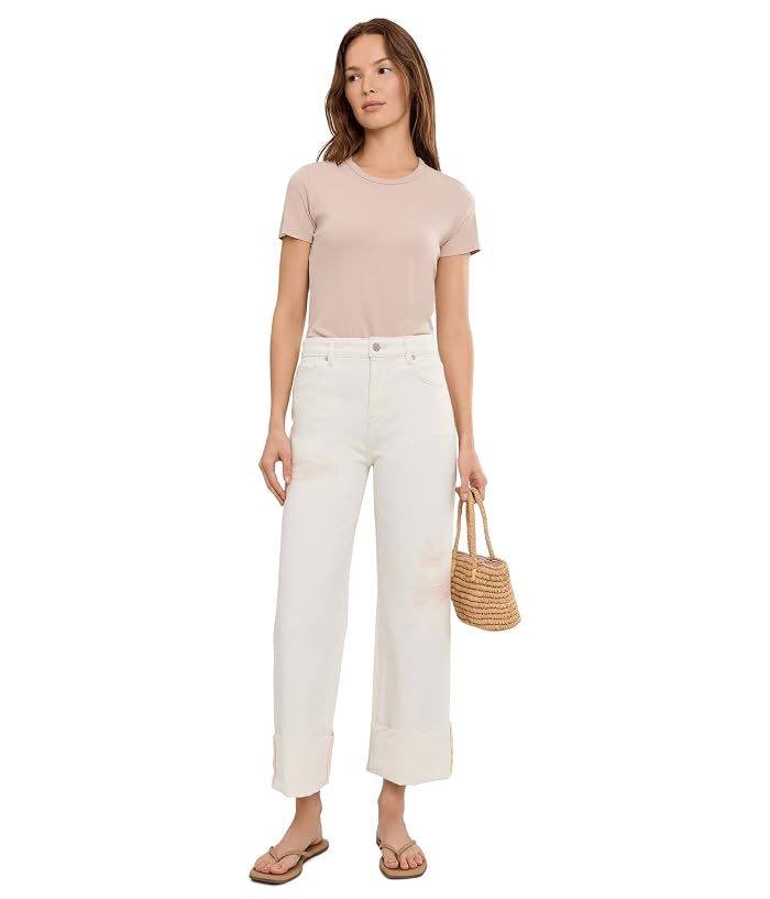 AG Jeans Saige Mid-Rise Wide Leg Crop in Powder Mended - Image 2