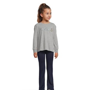 adidas Kids Graphic Heather Tee Flare Pant Set (Toddler/Little Kid)