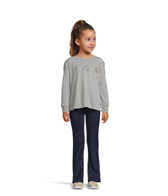 adidas Kids Graphic Heather Tee Flare Pant Set (Toddler/Little Kid)