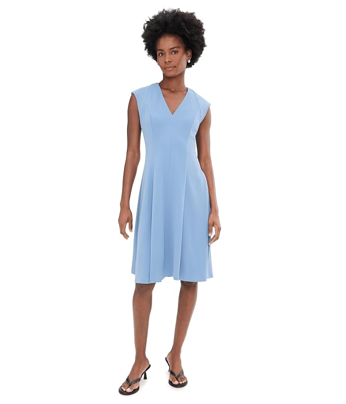 Calvin Klein Cap Sleeve Scuba Crepe V-Neck Aline