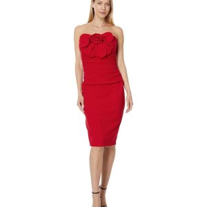 Betsy & Adam Short Scuba Crepe Strapless Flower