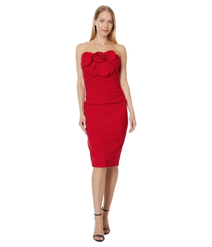 Betsy & Adam Short Scuba Crepe Strapless Flower