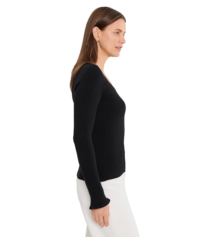 Liverpool Los Angeles Long Sleeve Sweetheart Neck Sweater w/ Ruffle - Image 3