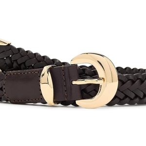 Madewell Domed-Buckle Wide Belt in Woven Leather