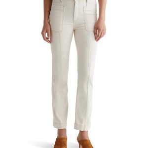 AG Jeans Lila Utility Mid-Rise Straight Jeans in White Oat