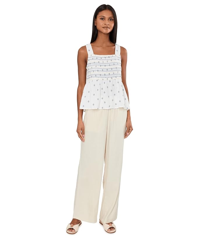Liverpool Los Angeles Sleeveless Smocked Woven Top with Embroidery - Image 2