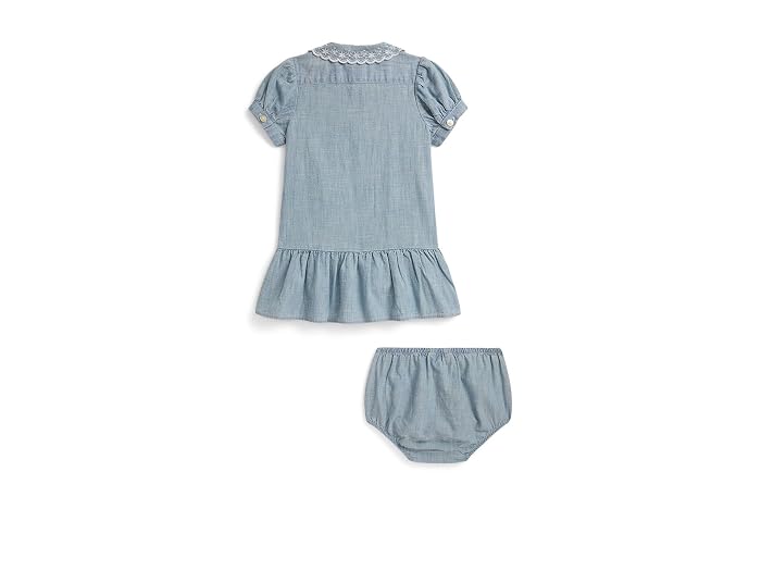 Polo Ralph Lauren Kids Indigo Cotton Chambray Dress & Bloomer (Infant) - Image 2