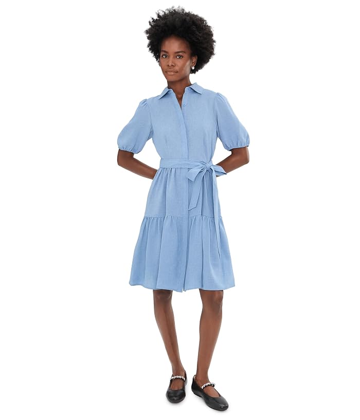 Calvin Klein Puff Sleeve Self Tie Tencel Ruffled Aline - Image 2