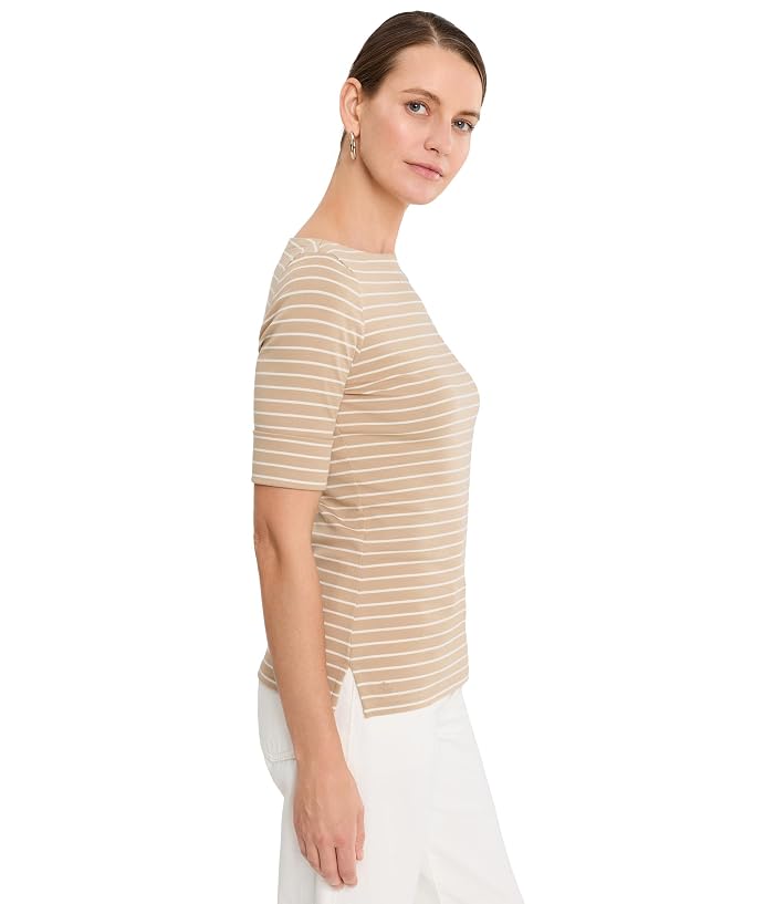 Lauren Ralph Lauren Striped Stretch Cotton Boatneck Tee - Image 3