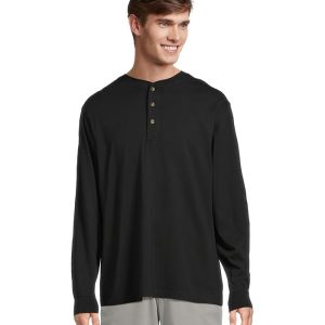 L.L.Bean Carefree Unshrinkable Tee Traditional Fit Long-Sleeve Henley