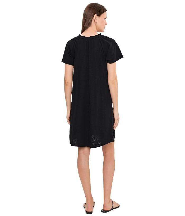 Mod-o-doc Short Sleeve Shirred Split-Neck Dress - Image 4