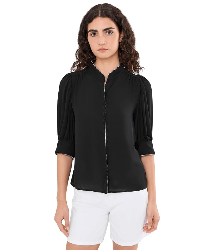 CeCe Contrast Whipstitch Trim Pearce Top