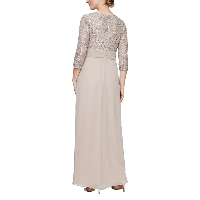 Alex Evenings Long Sequins Lace Empire Waist Dress - Image 2