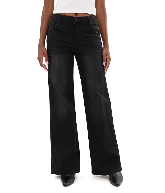 KUT from the Kloth Jodi High-Rise Fab Ab Straight Leg Dip Scoop Pockets in Luscious/Black Base Wash