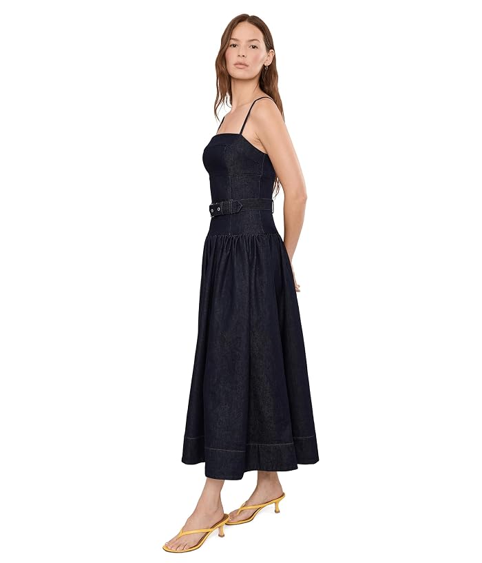 Avec Les Filles Dark Denim Drop Waist Midi Dress - Image 3