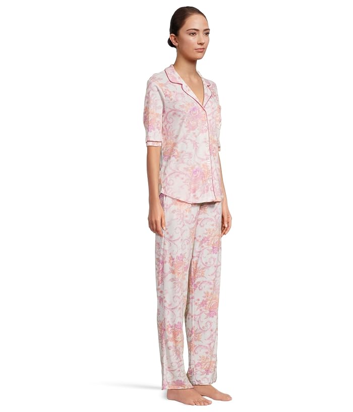 Karen Neuburger Romantic Fields Elbow Sleeve Pajama Set with Lace - Image 2