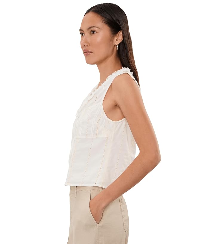 Liverpool Los Angeles Petite Sleeveless Pintucked Woven Top with Ruffles - Image 3
