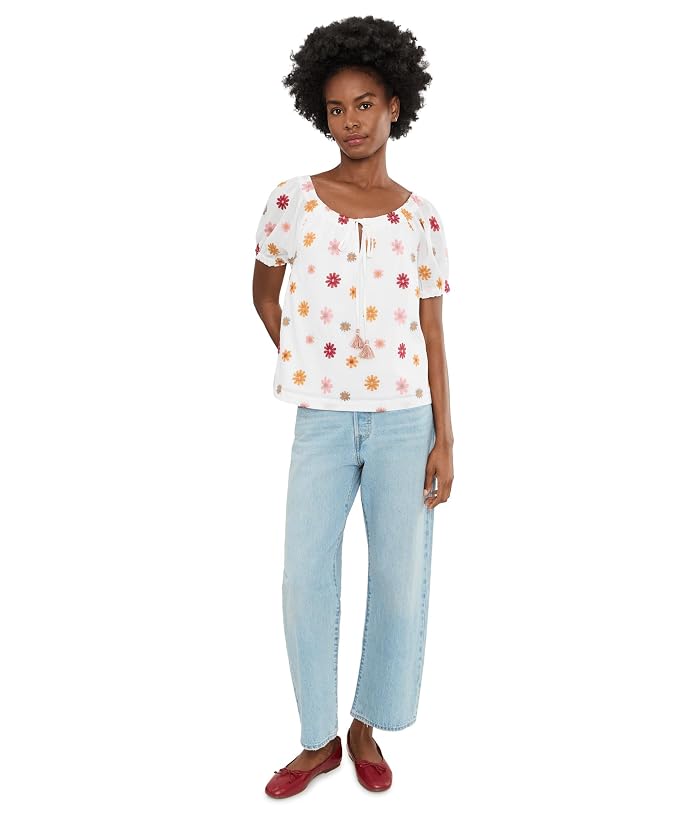 Liverpool Los Angeles Short Sleeve Tie Neck Woven Top - Image 2