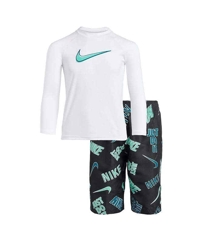 Nike Kids Long Sleeve Hydroguard Top & 5" Volley Short Set (Big Kid)