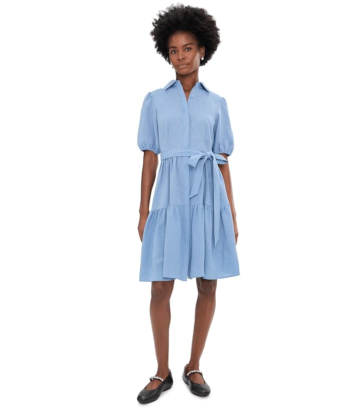 Calvin Klein Puff Sleeve Self Tie Tencel Ruffled Aline
