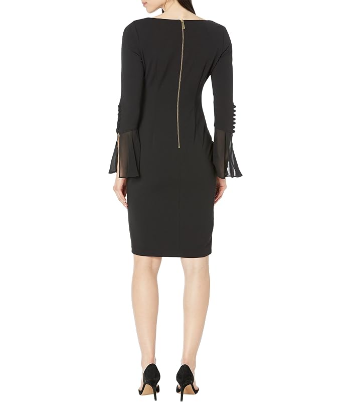 Calvin Klein Chiffon Bell Sleeve Sheath Dress - Image 2