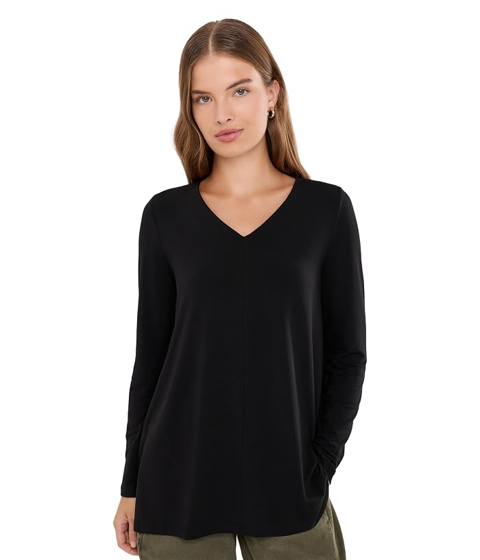 Eileen Fisher Petite Fine Stretch Jersey Knit V-neck Tunic