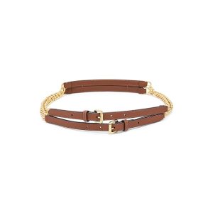 Lauren Ralph Lauren Leather-Trim Stacked Chain Belt