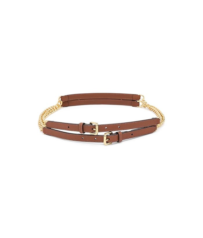 Lauren Ralph Lauren Leather-Trim Stacked Chain Belt