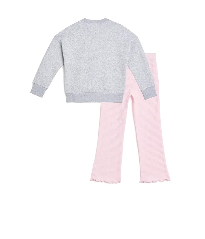 adidas Kids Heather Crew Rib Kick Flare Pant Set (toddler/Little Kid) - Image 2