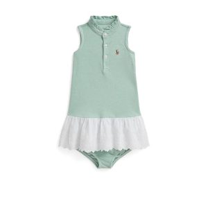 Polo Ralph Lauren Kids Eyelet Cotton Mesh Dress & Bloomer (Infant)